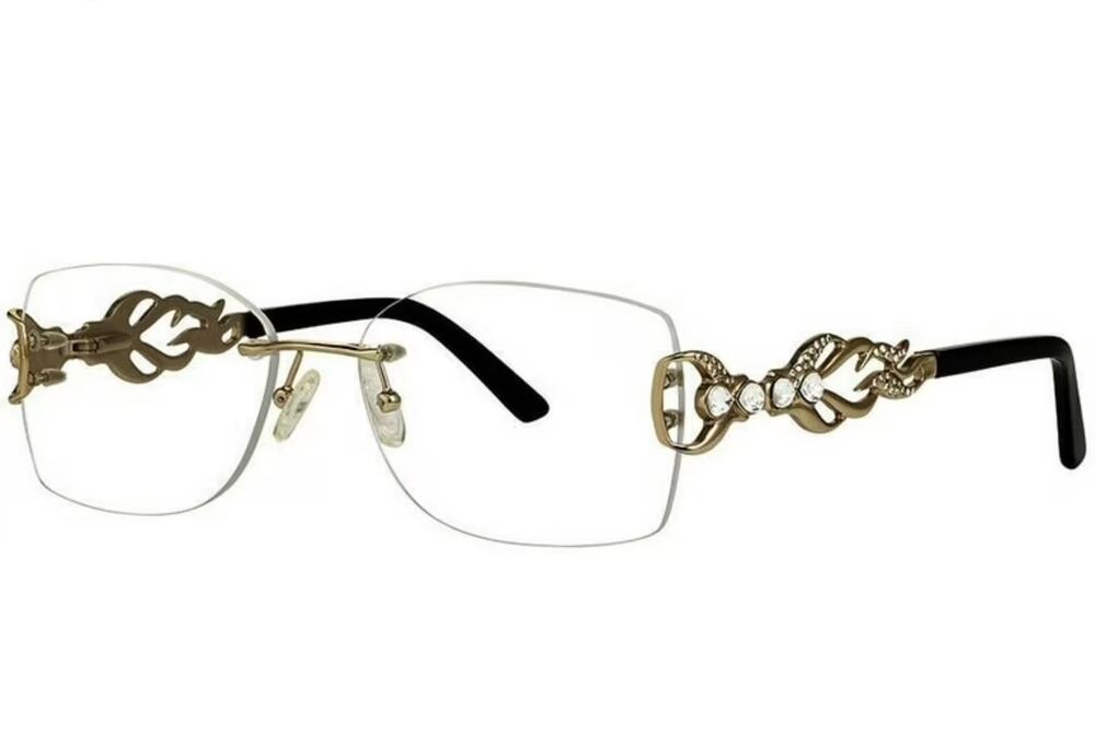 NEWCaviar Eyeglasses 2367 C 21 Gold Black, Crystals Frame Rimless Italy 55-17